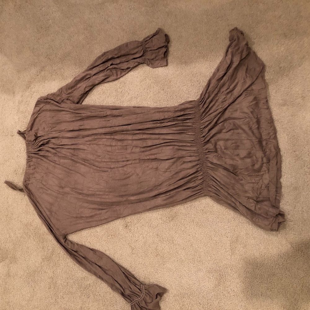 brown open shoulder dress
